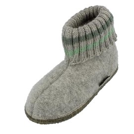 HAFLINGER Paul Hut Shoe with Collar Made of Pure Virgin Wool, Mottled stone grey 284