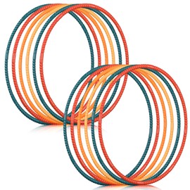 Sratte 12 Pcs Toy Hoop for Kid Detachable Adjustable Toy Hoop Colored Exercise Ring Plastic Circle for Kid Teen Gymnastics Equipment Require Self Assembly (28 Inch,Warm Color Series)