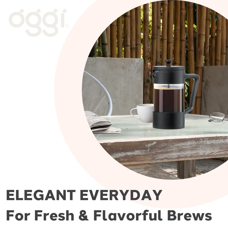 Oggi Borosilicate Glass French Press Coffee Maker (34oz)- 8 Cup