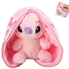 URDAKBX Reversible Cartoon Plush Toy,Reversible Stich Pillow with Zipper,Reversible Stich Plush Stich Stuffed Animal Realistic Cartoon Plush Doll Toy Stich Plushie Pillow Gift for Boys Girls - Pink