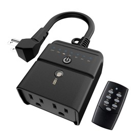 BN-LINK Outdoor Light Timer, Dusk to Dawn Light Sensor Timer, 100 FT Range Remote Control with 2 Grounded Electrical Outlets, Outdoor Timer Outlet Waterproof for Christmas Lights, 15A 1/2HP