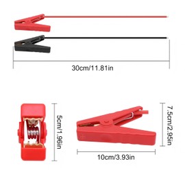 MEIRIYFA Battery Alligator Clips to 10AWG Bare Wire Crocodile Clamps 50A High Current Alligator Clips Cable for Power Stations Car Battery Emergency Hitch Rescue -11.8in/30cm