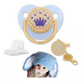Chupón ortodóntico con dibujos animados Chupon Bebe De Lujo, Rey O Reina, Diseño Vip Con Clip