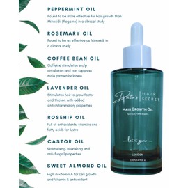 Hair Growth Oil 100ml Doctor Formulated 100% Natural Vegan Prewash Thickening Treatment Mask with Coffee Bean (Caffeine) Peppermint Rosemary Lavender Rosehip Castor and Sweet Almond Oils.