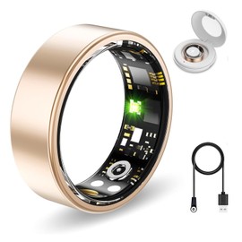 Aichiken Smart Ring Health Tracker, Sleep&Exercise Monitor Heart Rate,Blood Oxygen,Fitness Trackers for Man&Women -Long Lasting Batteries,Waterproof Sleep Tracking Wearable (Gold, 11)