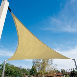 Amagenix Sun Shade Sails Canopy 10' X 17' X 17 Triangle, 95% UV Block, 185GSM Permeable Sun Shade Sail for Patio, Garden, Pergola, Backyard, Outdoor Pools, Carport - Sand