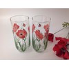 Rossvar Pair of Hand Painted Red Poppy Design Hi-Ball Glasses