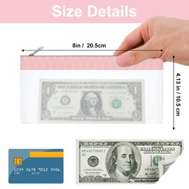 4 Pack Plastic Zip Wallets 20X10cm Clear Money Bags with Zipper, 4 Colors Money Envelopes Multi Purpose Cash Pouch Wallet for Bank Deposits, Coin Storage, Check Wallets Collectors and Bank Tellers