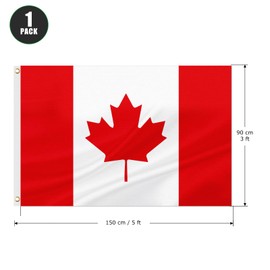 ASUNO Canada Flag 3 × 5 Feet Polyester Canadian National Banner with 2 Brass Grommets Double Side Vivid Color Fade Resistant for Outside Garden Lawn Patio