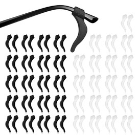 40 Pairs Eyeglass Ear Grips - Glasses Anti-slip Silicone Eyeglass Ear Hooks - Soft and Comfortable - Suitable for Sunglasses, Reading Glasses, Sports Glasses (40 Black + 40 White)