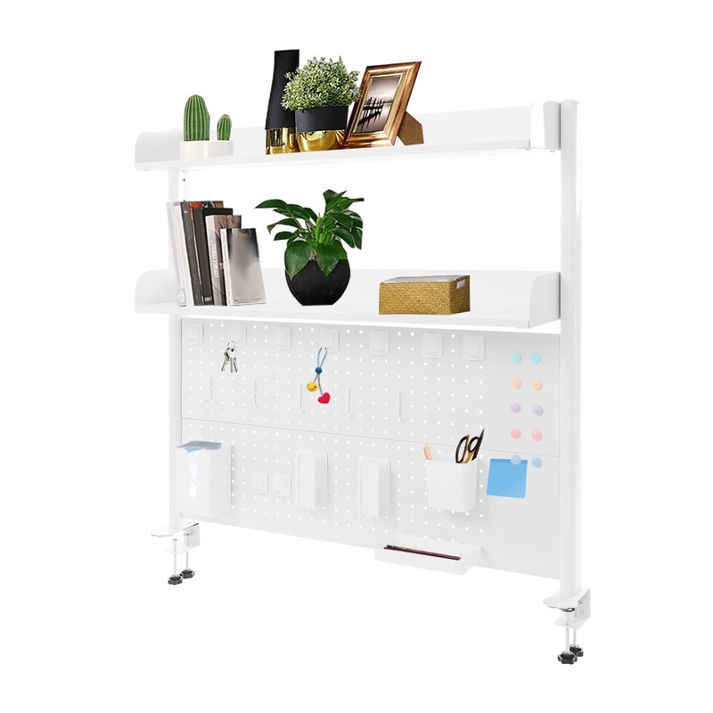 MARTEXBUY Clamp On Desk Organizer Shelf, Pegboard Multipurpose Countertop Desk