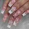 Long Press on Nails Square Fake Nails with 3D Flower