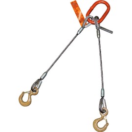 Two Leg Wire Rope Sling | 2.5 Ton Vertical Rated | Eye Hooks with Safety Latches | 3/8" Dia. | 10' Length | EIPS 6x25 IWRC | Hanes Supply (HSI) Heavy Duty Rigging Cable for Lifting and Towing