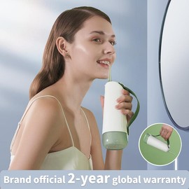 Oclean W10 Oral Cordless Water Flosser, 200ML, 5 Modes, Upgraded Leather Non-Slip Strap, Hidden Tank,IPX7 Waterproof,Dental Cleaning Kit,Gift - Color: Green
