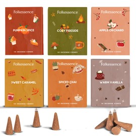 Folkulture Autumn Incense Cones Pumpkin Spice, Vanilla -Set of 6 (60 Cones)