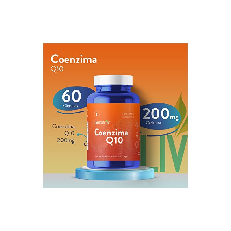 Liv Nutrition Coenzima Q10 200 Cápsulas Vegano Gluten Suplemento Alimenticio
