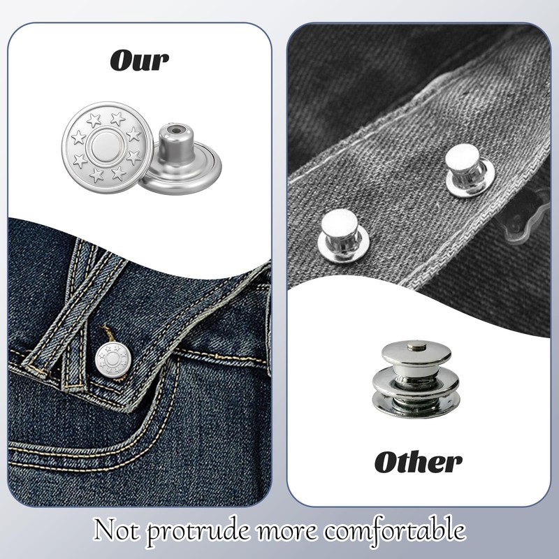 20 PCS Replacement Jean Buttons No Sew 17 mm Buttons