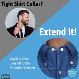 5-Pack of Comfy Deluxe Collar Extenders for Men and Women - Magic Extension for Shirts of All Kinds, Soft & Elastic Design - Premium Elastic Dress Shirt Neck Extenders (White Buttons)