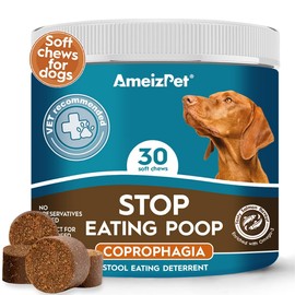 AmeizPet No Poo Treats for Dogs Stop Stool Eating Dog, Coprophagia Deterrent For Dogs, Stop Eating Poop Deterrent, Digestive Enzymes, 30 Soft Dog Treats, 67.5g (2.3 Oz)