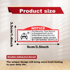 8PCS Car Video Recorder Stickers, Camera Audio Video Recording Sign Waterproof and Sun-Proof Durable Car Camera Recording Stickers (9 x 3.5 cm/W x H)