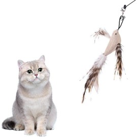 Galyacht White Burlap Bird Cat Feather Toys, Interactive Cat Toy with Feather Refills, Cat Wand Toy for Indoor Interactive Cat Feather Toys Feather Toys