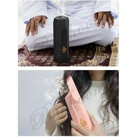 Portable Arabian Rechargeable USB Incense Burner Electric Aromatherapy Machine, Electric Incense Burner Handheld Portable Hair Incense Burner Muslim Ramadan Aroma Diffuser for Car and Home - Color: Black