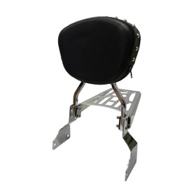 Sissy Bar Backrest & Luggage Rack for 96-08 Kawasaki Vulcan VN1500 Classic - Studded Contoured
