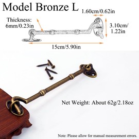 2 Stück 15cm Hochleistungs Haken und Ösenschloss für Kabinentüren aus Poliertem Bronze, Schrankriegel mit Befestigungsschraube für Tür Fenster Schrank und Schuppenriegel