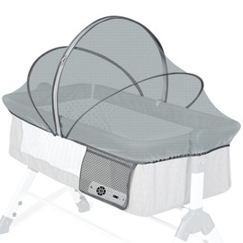 Orzbow Mosquito Net for Baby Bassinet to Keep Cats Out, Toddler Bassinet Bedside Sleeper Tent Safety Net with Two-Way Zippers & Storage Bag - Infant from Mosquito Bites and Falling Protection, Gray