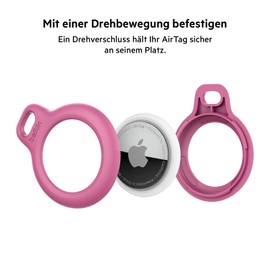 Belkin AirTag Hülle mit Schlaufe (Secure Holder Schutzhülle für Air Tag, Accessoire mit Kratzschutz) – Pink