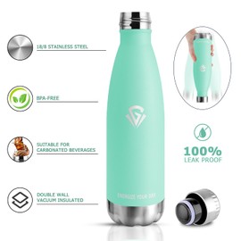 Drinking Bottle, 1 Litre, Insulated Flask, Suitable for Carbonated Drinks, Thermos Flask, BPA-Free, Leak-Proof, Double-Walled Thermos Flask, for Fitness, Running, Office, Children, Adults, Camping