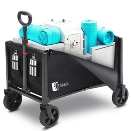 Sunula Foldable Wagon Cart 160L- 3 in 1 Collapsible Wagon Cart with Wheels, 2 Cup Holders, for Groceries, Camping, Shopping, Garden, Pet Riding-1 Year Warranty