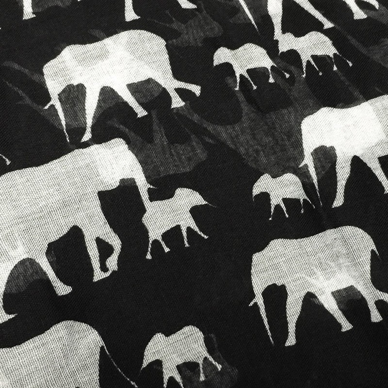 allydrew Elephant Print Scarf Wrap, Black
