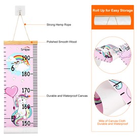 Growth Chart for Kids, Nursery Decor Hanging Ruler, Canvas Height Chart for Baby, Height Measuring Chart for Kids Room Wall Decorations 79"x7.9"