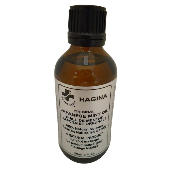 Hagina Original Japanese Mint Oil | 100% Natural Product for Spot Massage | Helps Promote Circulation & Sinus Congestion Relief Oil (60ml)
