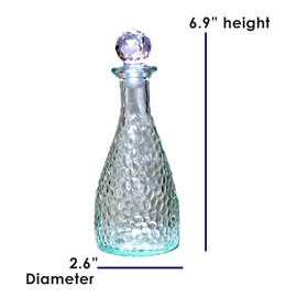 TRU HEART BRAND Hammered Glass Bottle with Stopper, 6.9" Decorative Glass Bottle For Moon Water, Angel Crafts, Potion Bottle, Wedding Favors, Baby Shower