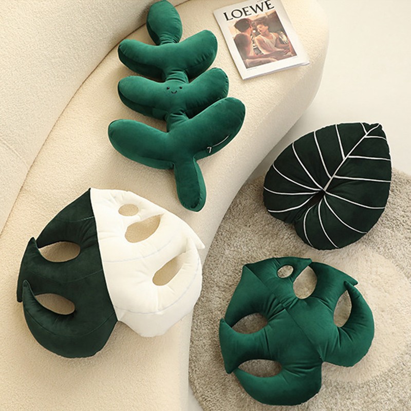 Turtle Back Bamboo Sofa Pillow Cushion Leaf Shaped Throw Pillow