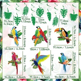 Tropical Birds Honeycomb Paper Cutouts Parrot Honeycomb Palm Leaves Banner Hawaiian Beach Luau Party Hanging Decorations Tiki Bar Supplies