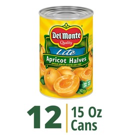 DEL MONTE Lite Apricot Halves in Extra Light Syrup, Canned Fruit, 15 oz can(12 Pack)