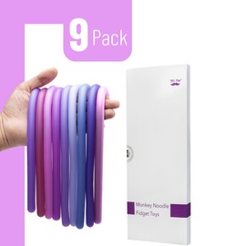 Mr. Pen- Monkey Noodle Fidget Toy, 9 Pack, Purple Shades, Monkey Noodles Fidget Toy, Strong and Durable, High Elasticity, Non Toxic, Stretches Up to 5 Feet