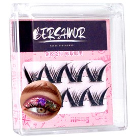 BERSHNOR Self-Stick Lash Clusters, Self-Adhesive Eyelashes, No Glue Eyelash Clusters, Comfortable & Lightweight Lash Extensions for Glam Eyes by
