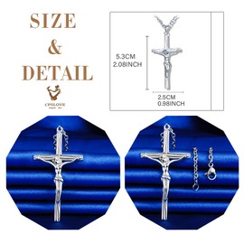 CPSLOVE 925 Sterling Silver Couple Necklace, Vintage Jesus Cross Pendant, Jesus Crucified, Men's Pendant, Women's Pendant, Birthday Christmas Gift, Zircon