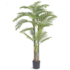 VEVOR Artificial Gold Cane Palm Tree, 6.5 FT Tall Faux Plant, PE Material & Anti-Tip Tilt Protection Low-Maintenance Plant, Lifelike Green Fake Tree for Home Office Warehouse Decor Indoor Outdoor Decorative Fruit