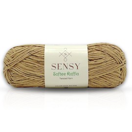 Sensy Softee - Hilo trenzado de rafia, hilo de cinta, hilo de manualidades suave, 3.5 onzas, 109 yardas, 100% poliéster, calibre 4 mediano (latte)