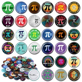 Kigeli 120 Pcs Pi Day Pins Math π Round Badge Pins Bulk International Day of Mathematics Decoration for School Party Activity Clothing Bag Accessories for Math Lover Back to School Gift