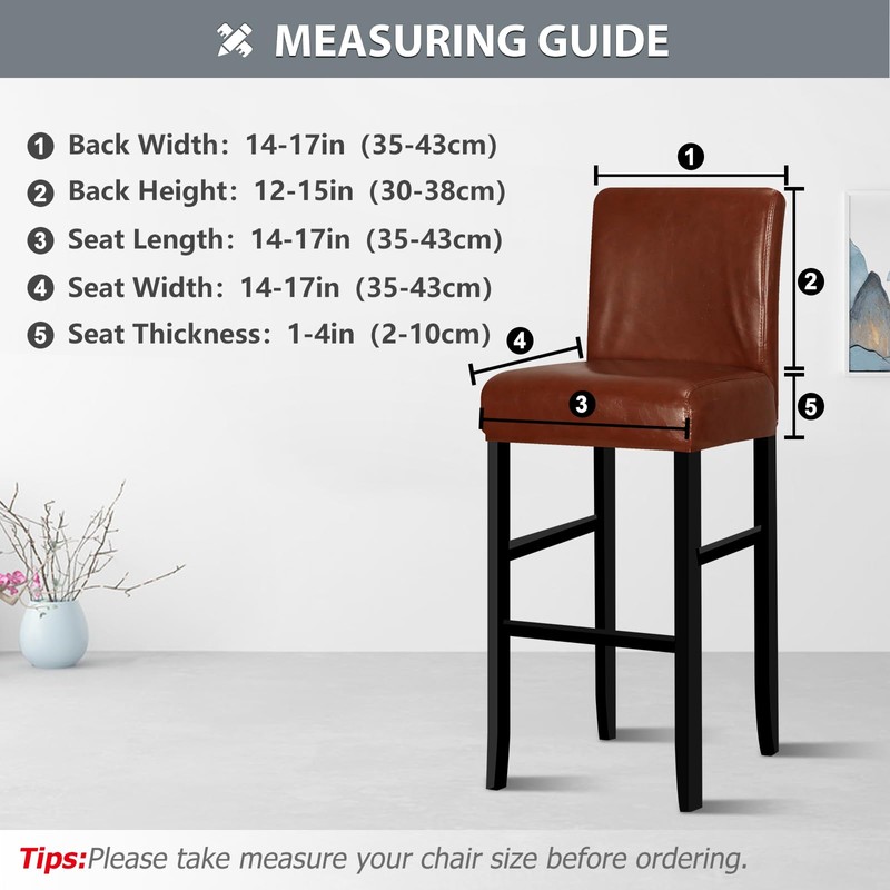 Lebaley 2 Pack Bar Stool Covers with Backs Waterproof Stretch