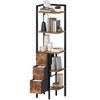 YATINEY Corner Shelf Stand, 5-Tier Corner Bookshelf with 3 Drawers,