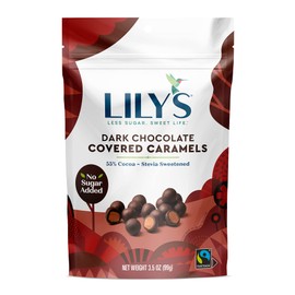 Lily's Sweets Dark Chocolate Caramels | Stevia Sweetened, No Added Sugar, Low-Carb, Keto Friendly | Fair Trade, Gluten-Free & Non-Gmo | 3.5 Oz, Pack, Dark Chocolate Caramel Popcorn, (Pack of 3)