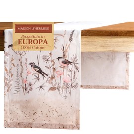 Maison d'Hermine Table Runner, 100% Cotton, Decorative Easter Table Runner, Washable Table Runner for Home, Restaurant, Buffet, Camping - Meadow Flower, Brown - Spring/Summer (50 cm x 150 cm)