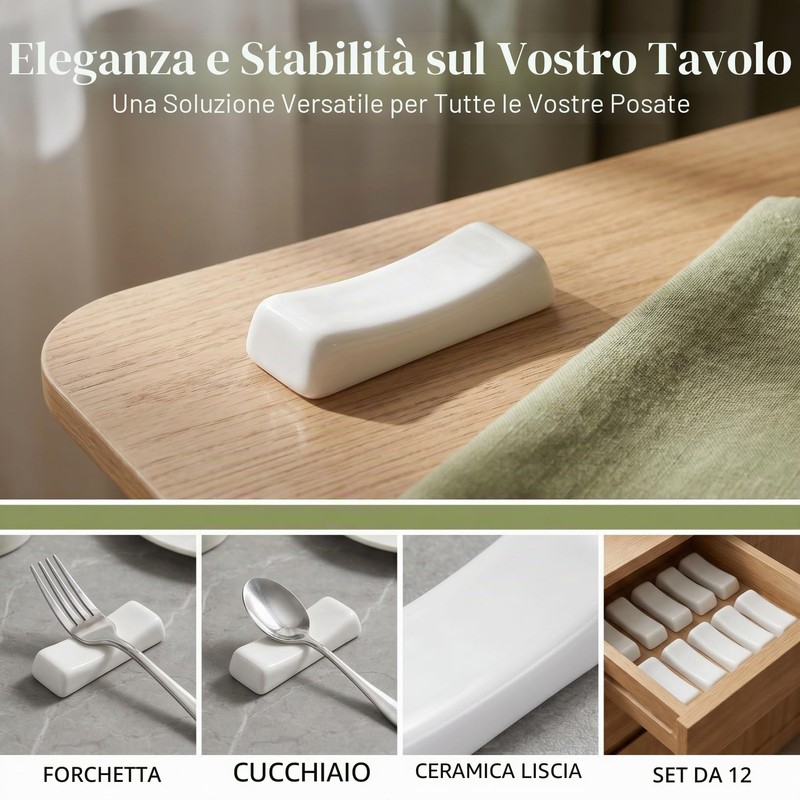 Toyvian Supporto Poggia-Bacchette in Ceramica Bianca 12 Pezzi, Porta-Couverts Piccolo